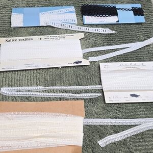 Lot of Vintage Lace Trims – White & Black Assorted Yardage